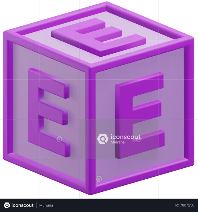 Letter E Cube  3D Icon