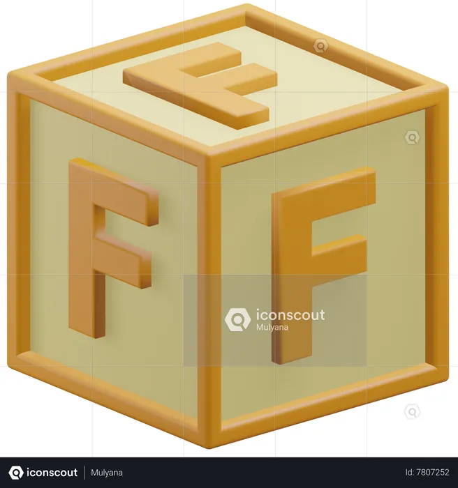 Letter F Cube  3D Icon
