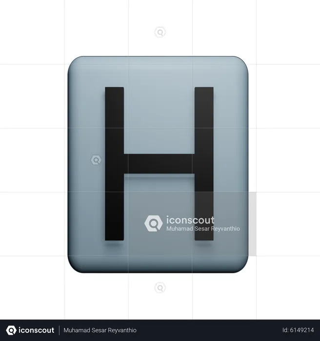 H Alphabet  3D Icon