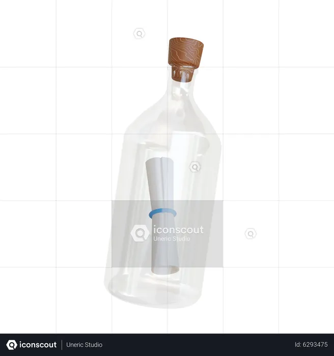 Letter In Bottle  3D Icon