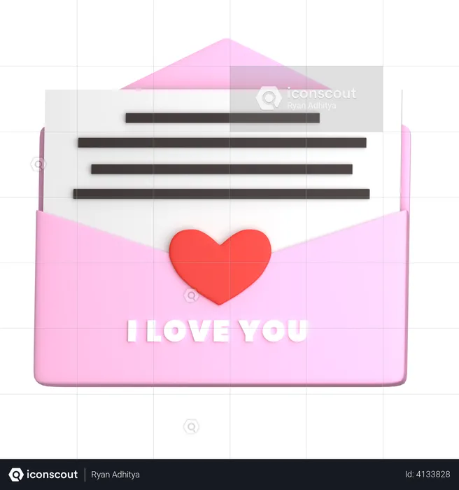Letter Love  3D Illustration