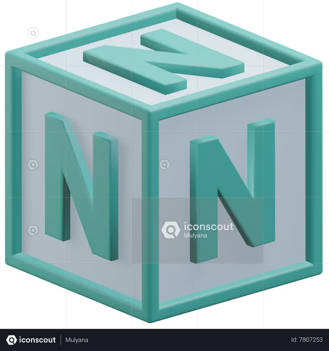 Letter N Cube  3D Icon