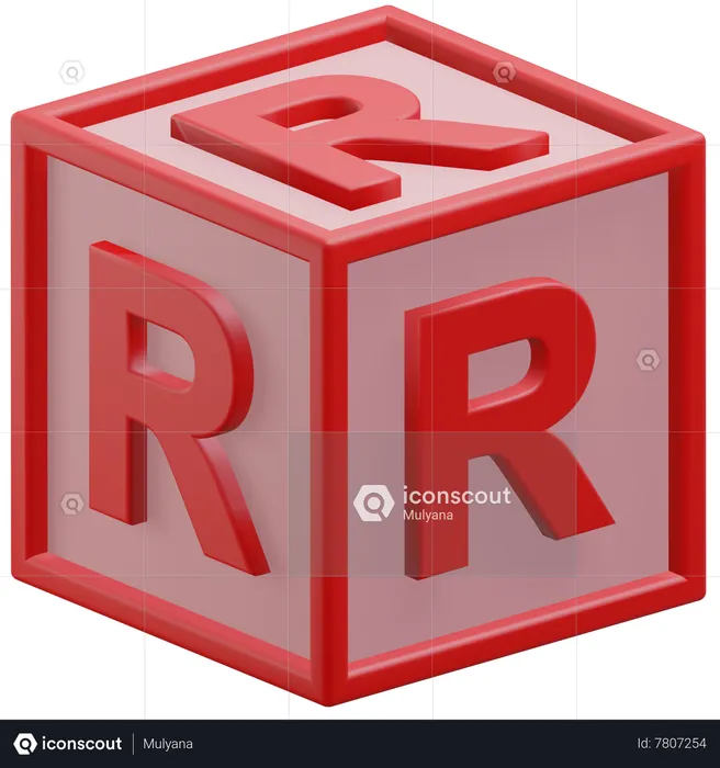 Letter R Cube  3D Icon