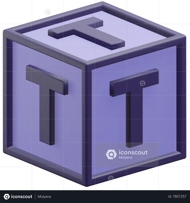 Letter T Cube  3D Icon