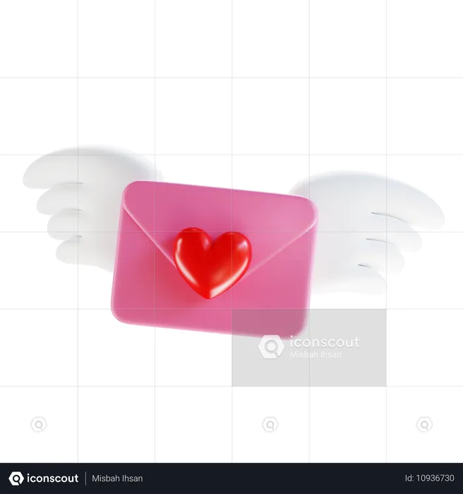 Lettre d'amour de cupidon  3D Icon