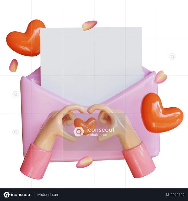 Lettre d'amour  3D Illustration