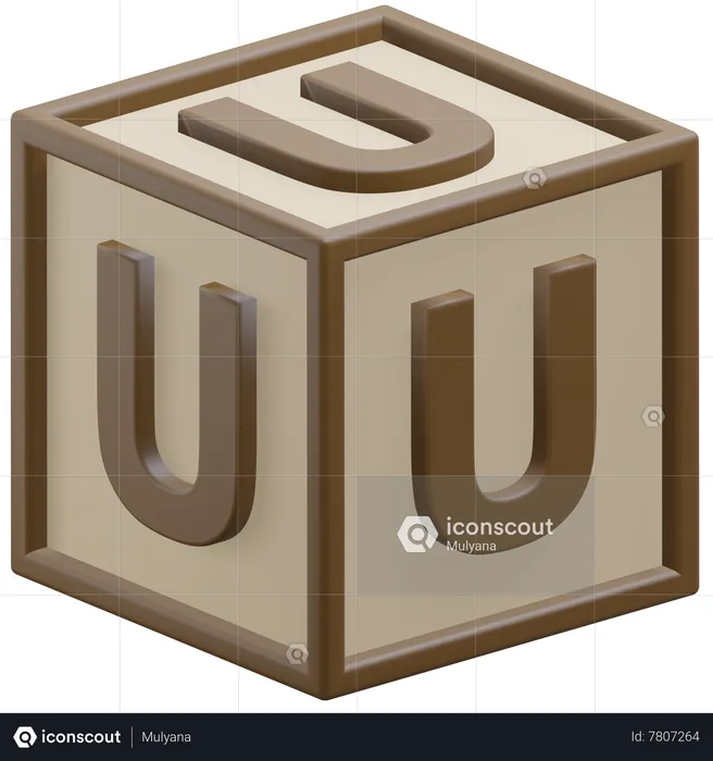 Lettre u cube  3D Icon