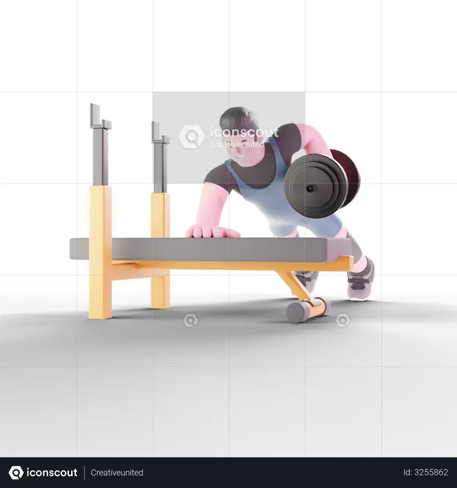 Levantador de peso malhando com halteres  3D Illustration