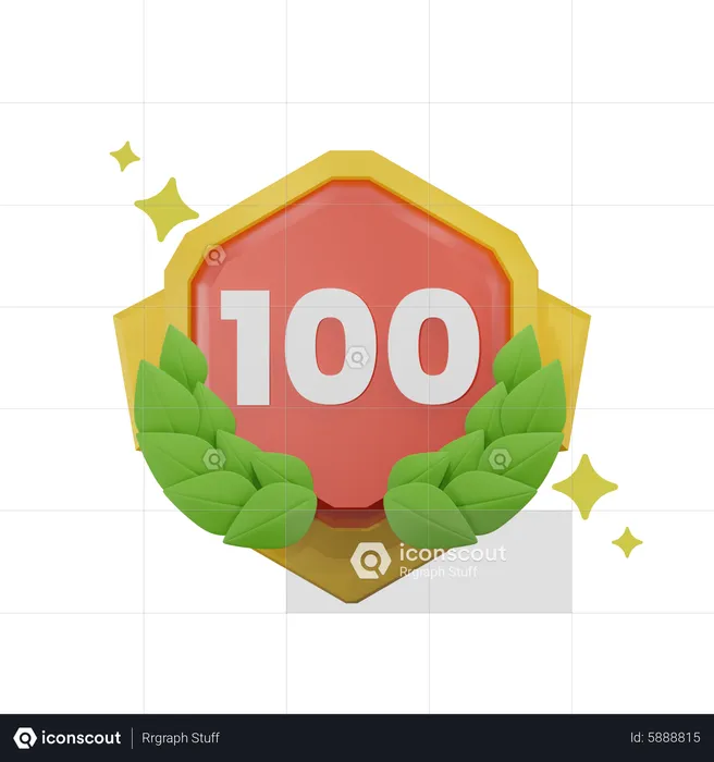 Level 100 Achievement Badge  3D Icon