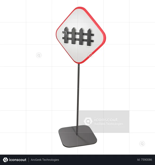 Level Crossing with Barrier Ahead  3D Icon