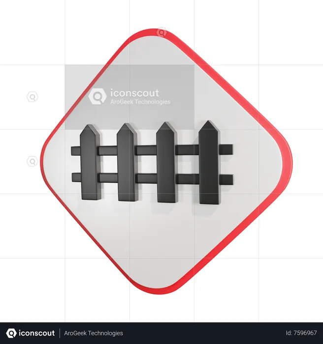 Level Crossing with Barrier Ahead  3D Icon