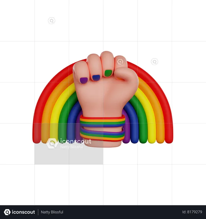 Lgbt Fist And Rainbow  3D Icon