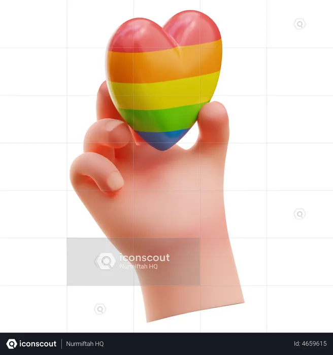 Lgbt Heart Holding  3D Icon