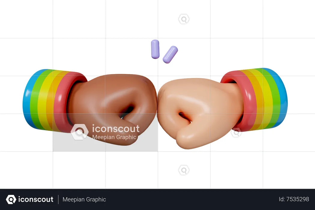 Fist Bump With Rainbow Bracelets  3D Icon