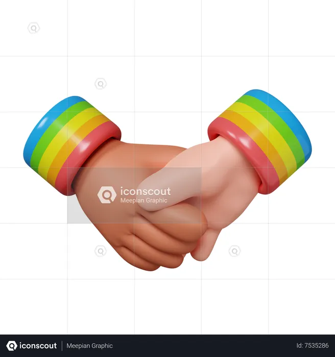 Handshake With Rainbow  3D Icon