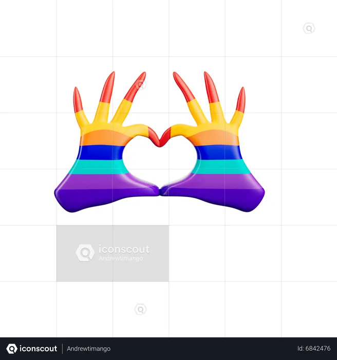 Lgbtq Heart Hand  3D Icon