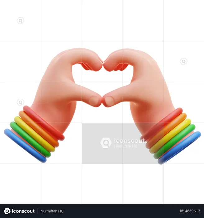 Lgbtq Heart Hand  3D Illustration