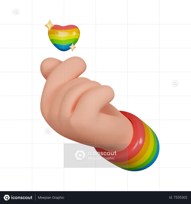 Lgbtq Heart Hand  3D Icon