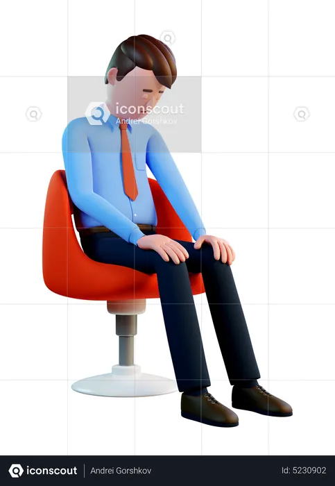 L'homme dort assis sur une chaise  3D Icon