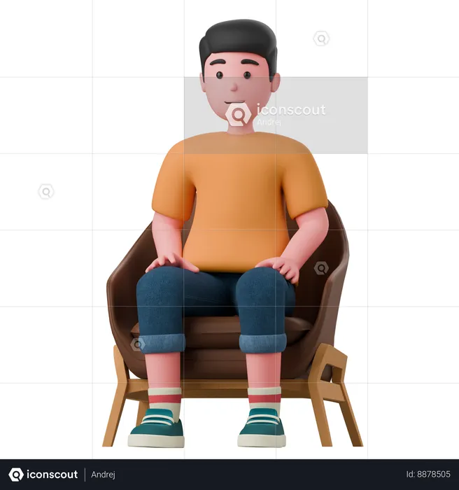 L'homme est assis dans un fauteuil  3D Illustration