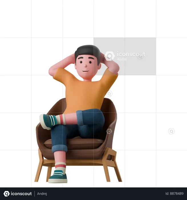 L'homme est assis dans une pose détendue  3D Illustration