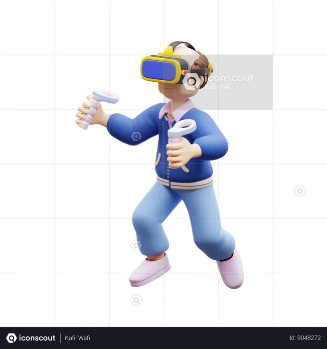 L'homme porte des lunettes vr  3D Illustration