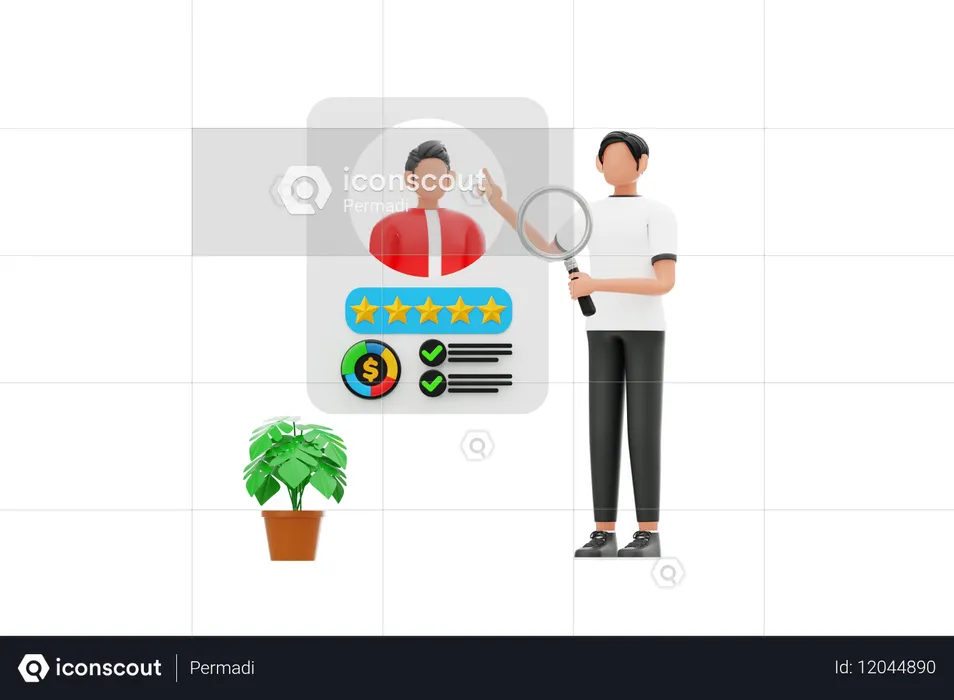 L'homme trouve une ressource pour les employés  3D Icon