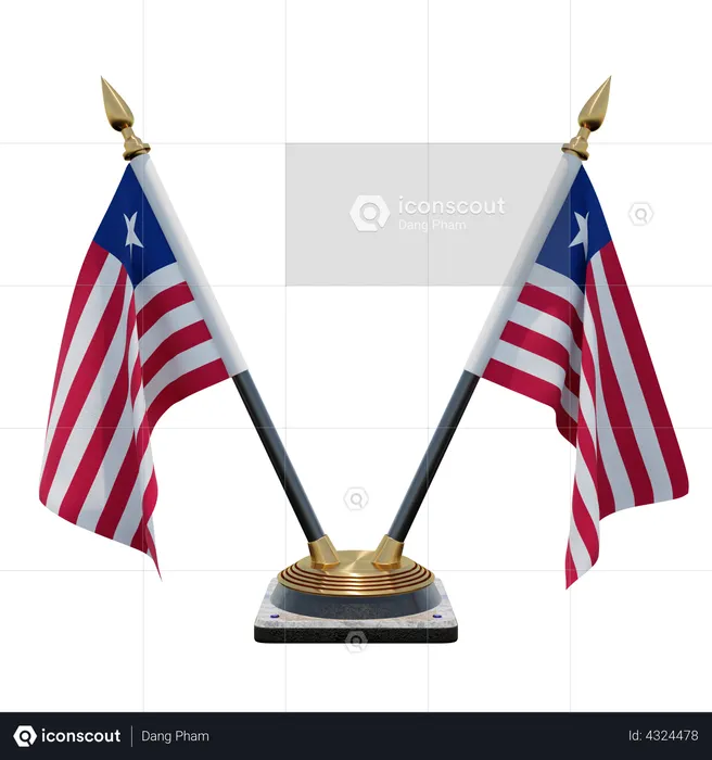 Liberia Double Desk Flag Stand Flag 3D Flag