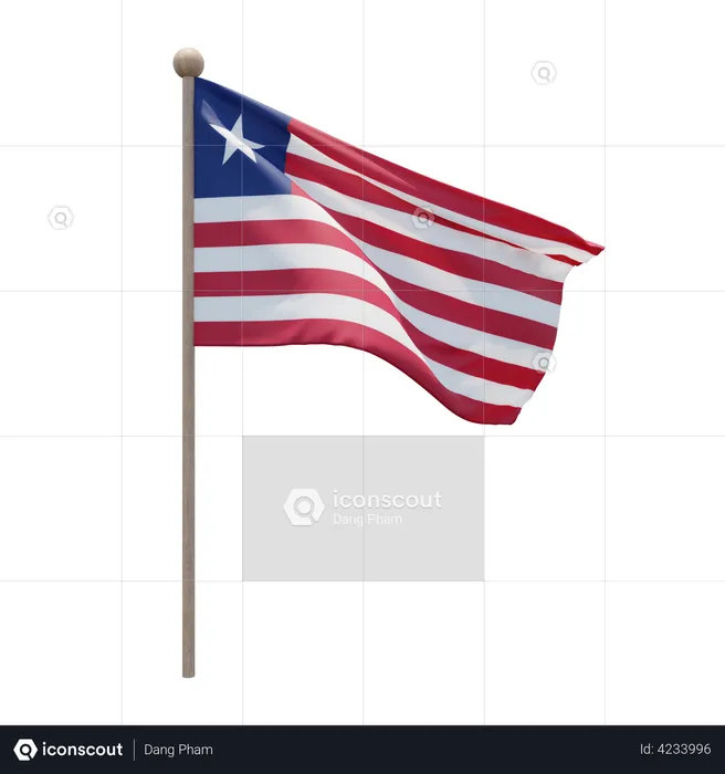 Liberia Flag Pole  3D Illustration