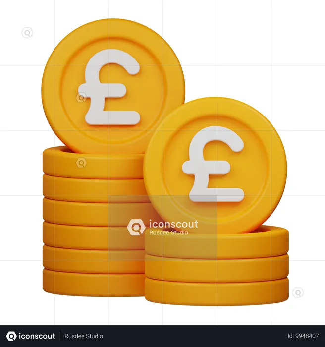 Moedas de libra esterlina  3D Icon