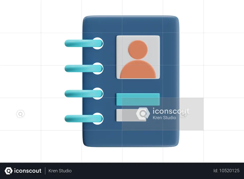 Libreta de contactos con foto de perfil  3D Icon