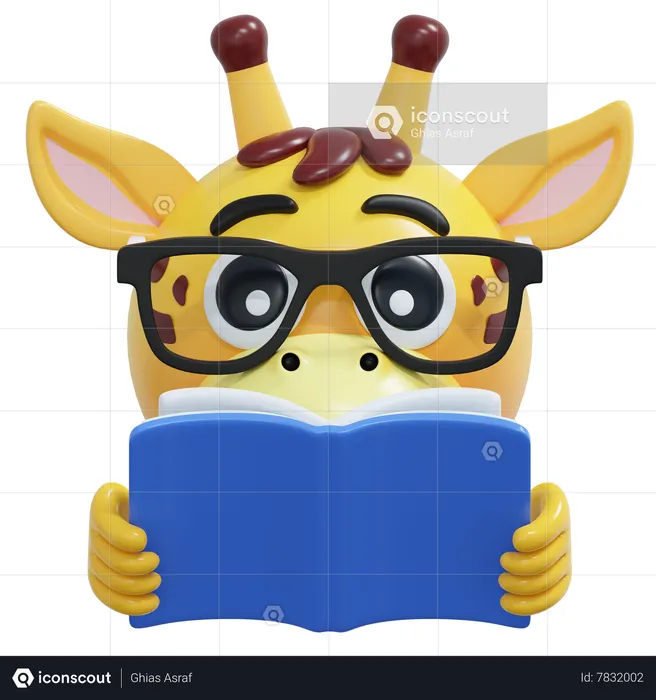 Libro de lectura de jirafa Emoji 3D Icon