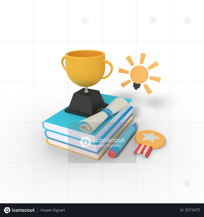 Trofeo de educación del libro  3D Illustration