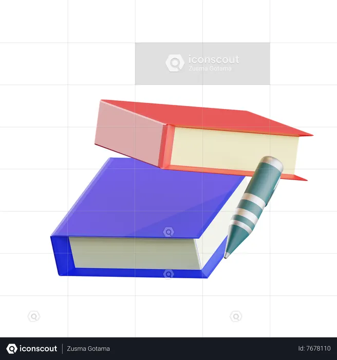 Libro y lápiz  3D Icon