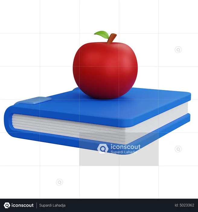 Libro y manzana  3D Icon