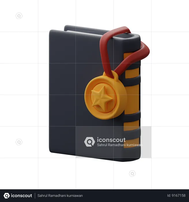 Libro y medalla  3D Icon