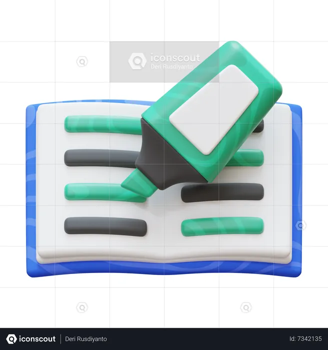 Libro y resaltador  3D Icon