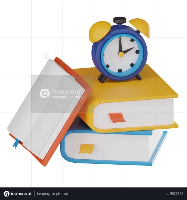 Libros y alarma  3D Icon