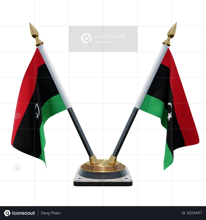 Libya Double Desk Flag Stand Flag 3D Flag