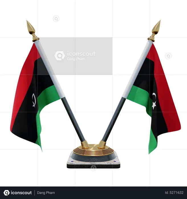 Libya Double (V) Desk Flag Stand Flag 3D Icon