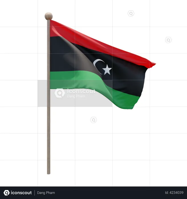 Libya Flag Pole  3D Flag