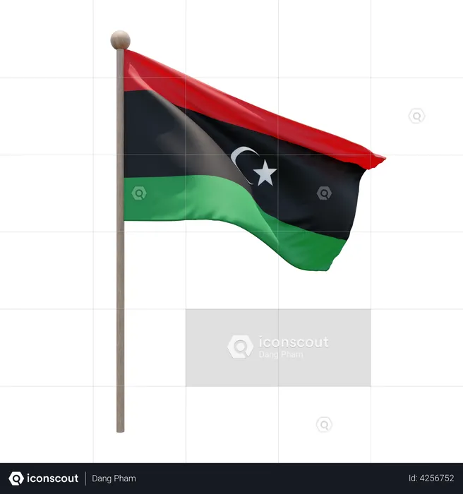 Libya Flagpole Flag 3D Illustration