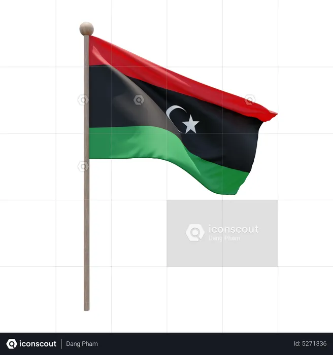 Libya Flagpole Flag 3D Icon