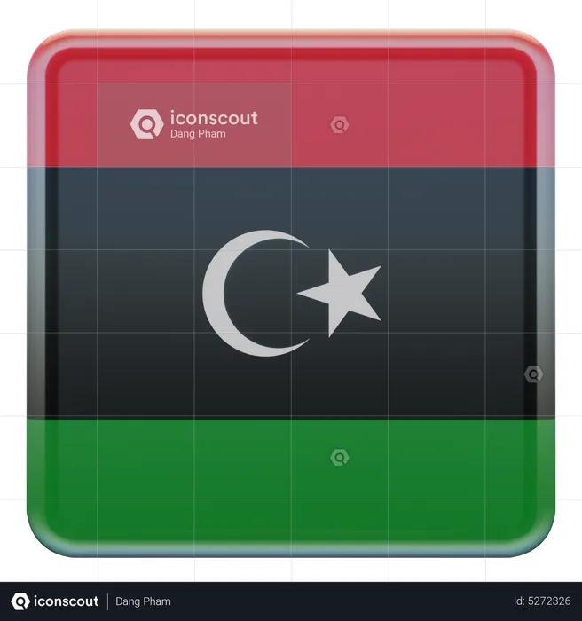 Libya Square Flag Flag 3D Icon
