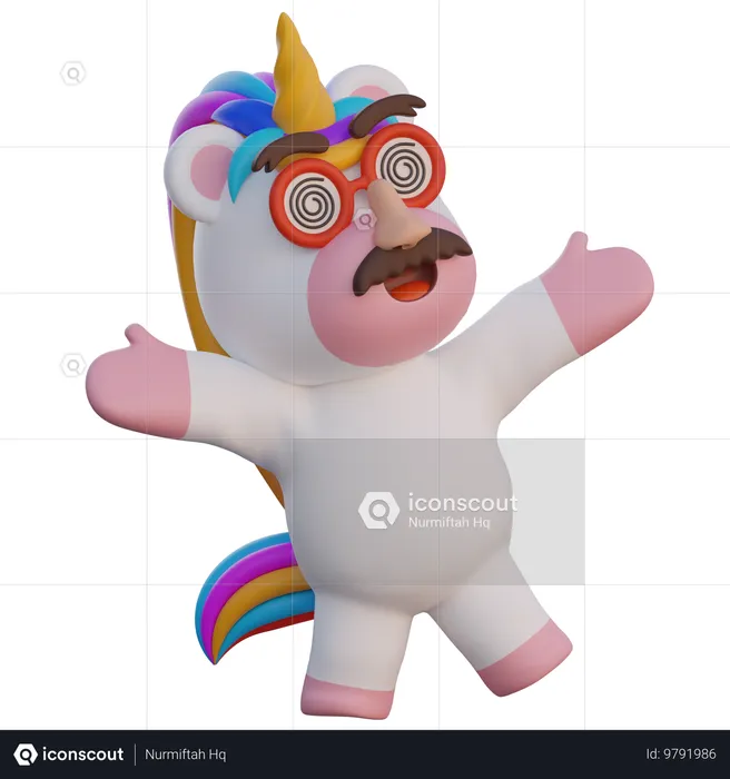 Licorne portant un masque idiot  3D Illustration