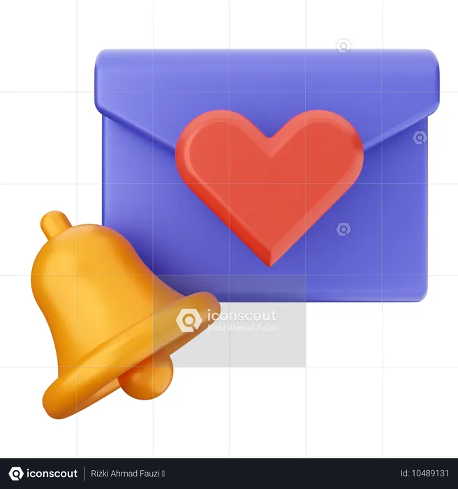 Liebe Mail Benachrichtigungsglocke  3D Icon