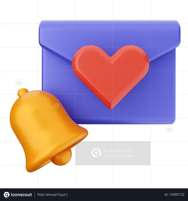 Liebe Mail Benachrichtigungsglocke  3D Icon