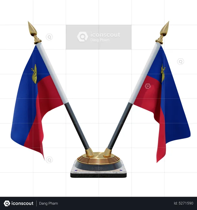 Liechtenstein Double (V) Desk Flag Stand Flag 3D Icon