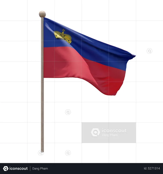 Liechtenstein Flagpole Flag 3D Icon