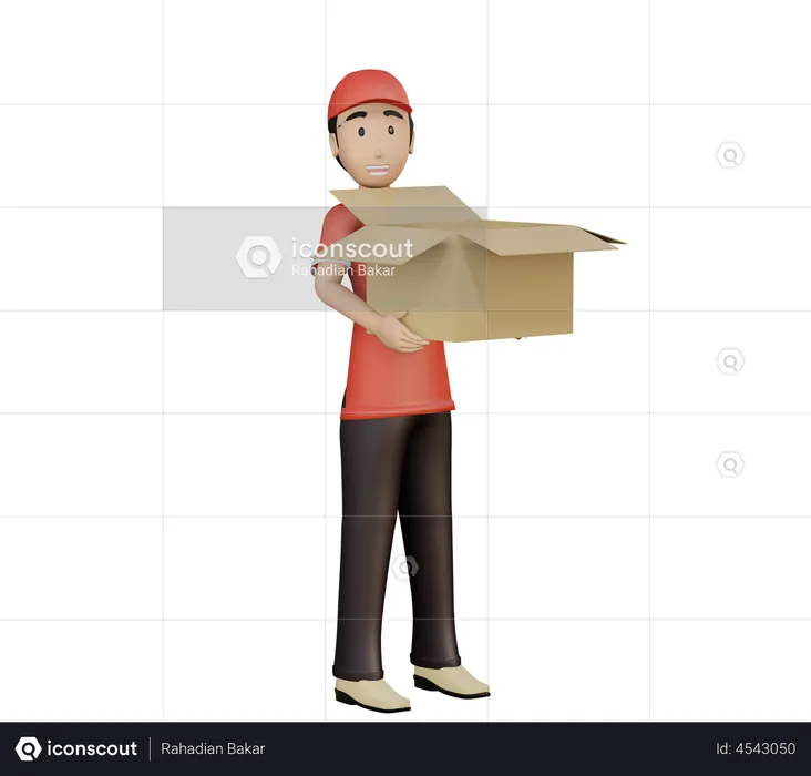 Lieferant hält Paket  3D Illustration